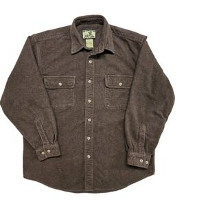 Outdoors Thick Flannel Vtg Field & Stream Brown Long Sleeve Shirt Mens Large